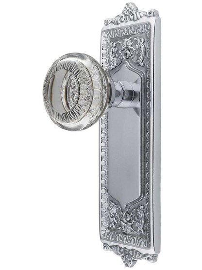 Egg & Dart Style Door Set with Ovolo Crystal-Glass Knobs.